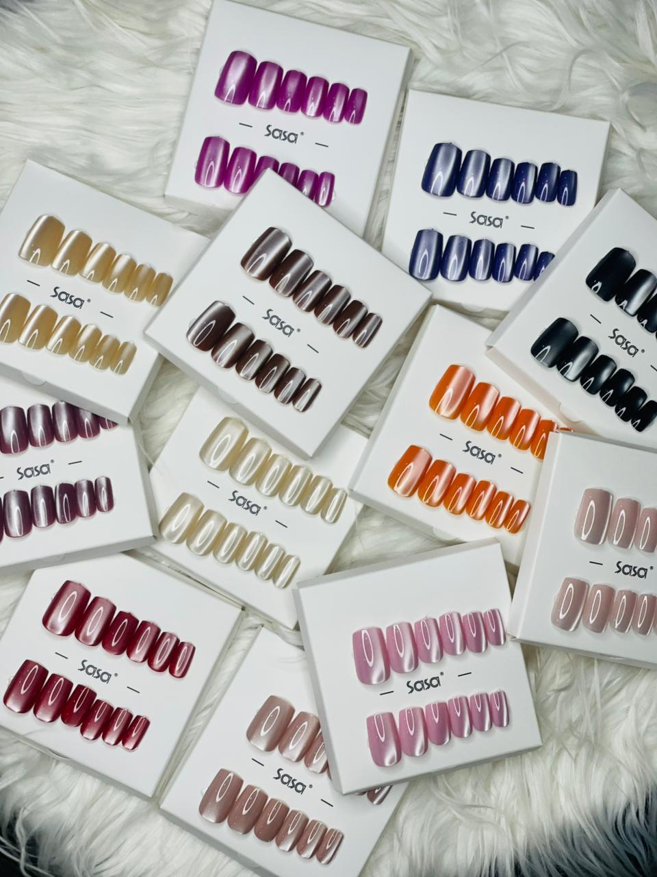 Press on Nails Square/Almond Cat’s Eye False Nails